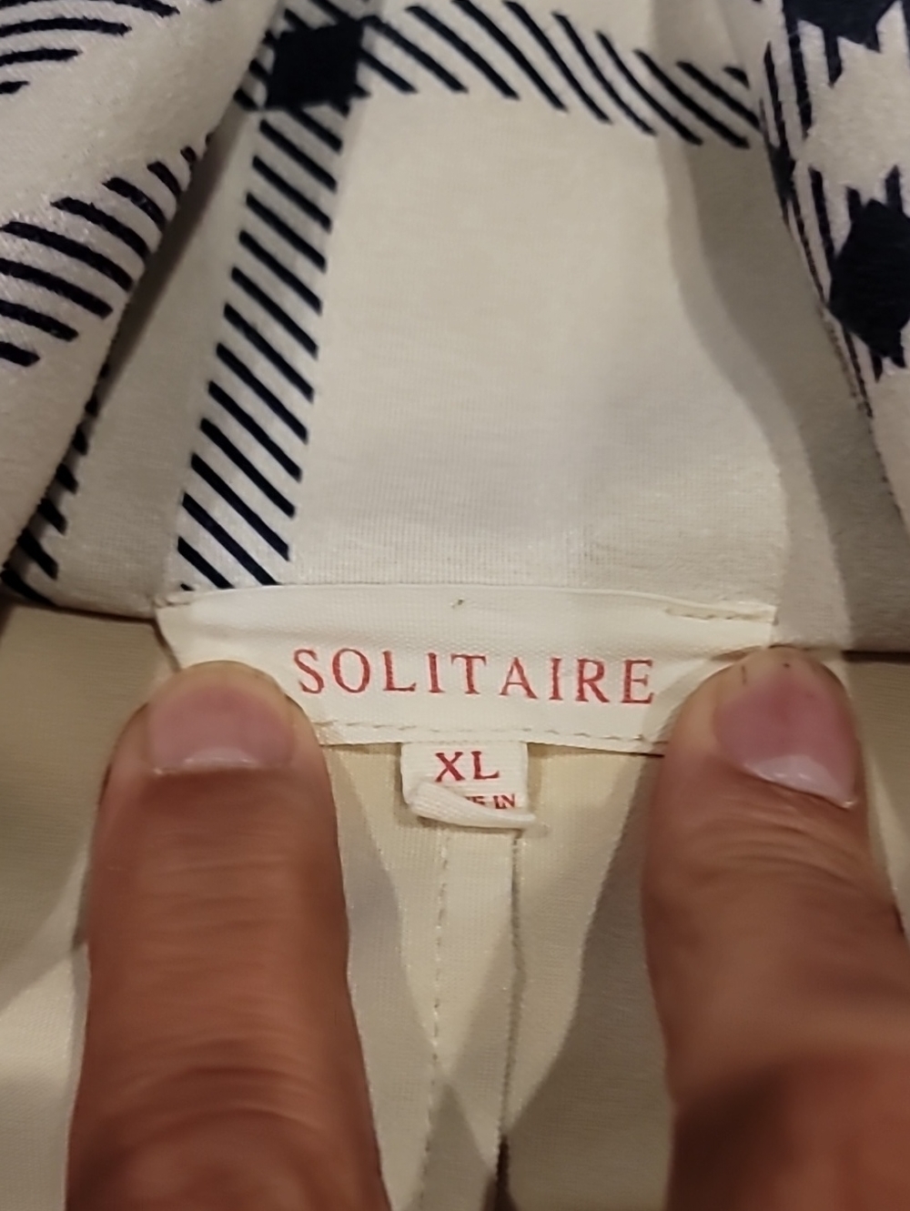 Solitaire Cream Plaid Trench Coat XL - Picture 8 of 14